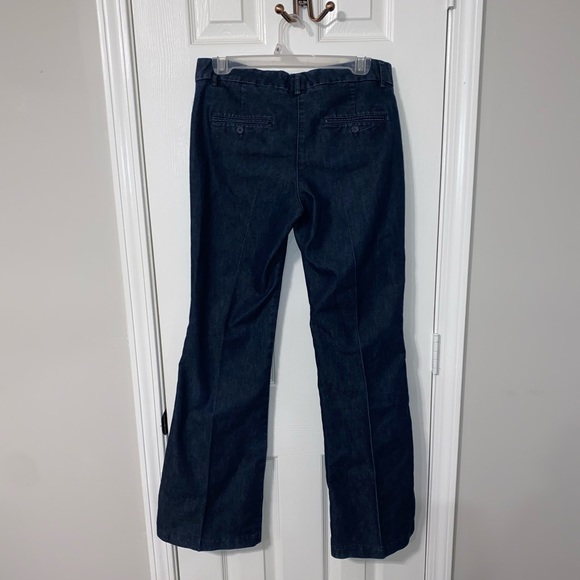 Express Editor Dark Wash Trouser Pants Low Rise Size 6 Tall - Picture 4 of 5